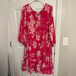 Torrid Raspberry Mini Clip Dot Voluminous Babydoll Dress